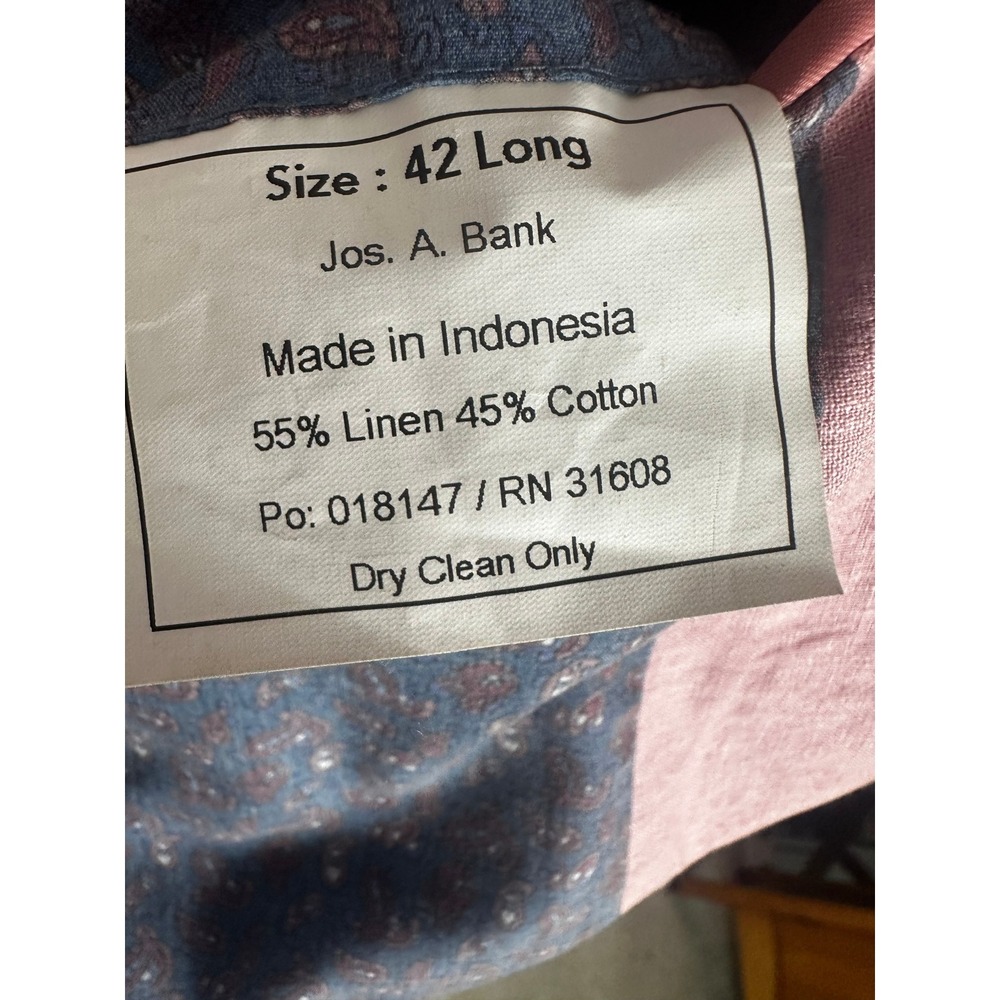 Jos A Bank Linen Suit 42L 34x34 Pink Slim Fit Linen Cotton Blend Separates - Picture 15 of 16